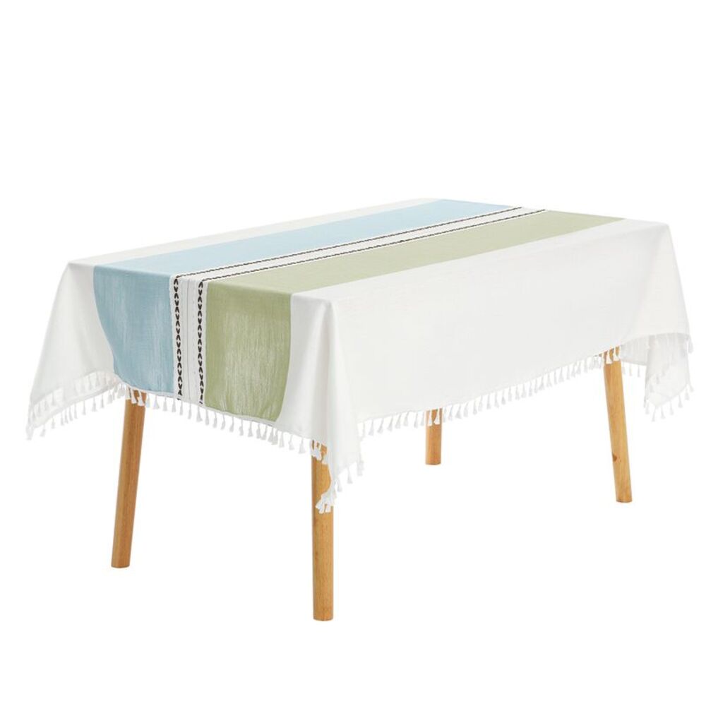 1 Pack Rectangle Rustic Tablecloth, 39x63inch Blue Green